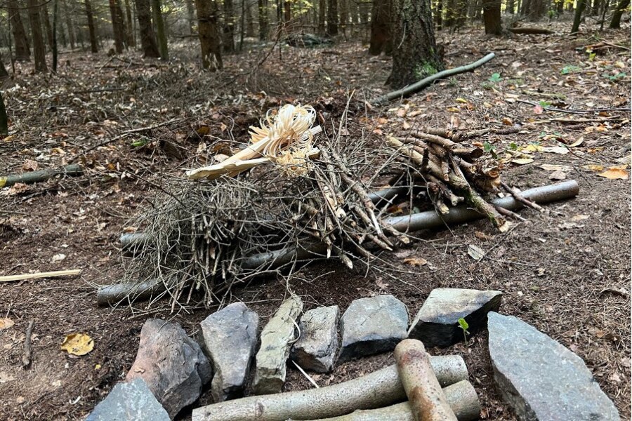 Material pentru aprinderea focului - bețișoare + featherstick. Sursa: Sirka
