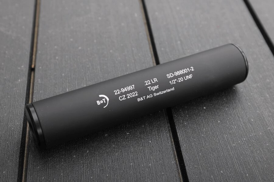 Amortizor de zgomot Tiger HP 22 / 1/2"-28 / calibru .22 LR B&amp;T®. Sursă: Rigad