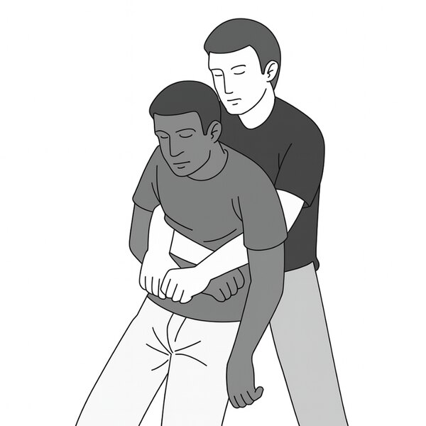 Ilustrație a execuției manevrei Rautek pentru evacuarea de urgență a persoanelor rănite inconștiente. Sursa: AI