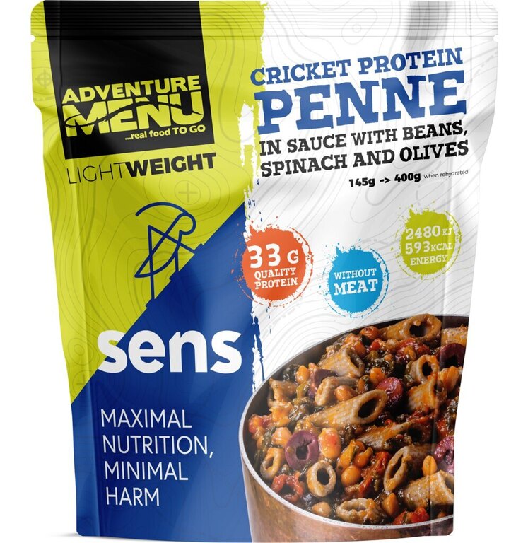 Adventure Menu® - Penne proteice cu greieri în sos cu fasole 400 g