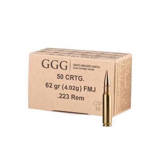 Cartușe FMJ GGG® 223 Rem. / 62 grn / 50 buc.