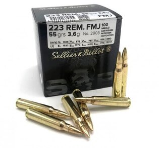 Cartușe FMJ Sellier & Bellot® / 223 Rem. / 3,6 g - 55 grs / 100 buc.