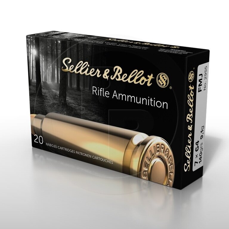 Cartușe FMJ Sellier & Bellot® / 7x64 / 9,1 g - 140 grs / 20 buc.