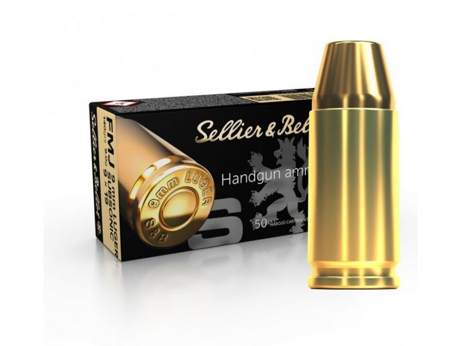 Cartușe FMJ Sellier & Bellot® / 9×19 mm Subsonic / 9 g - 140 grs / 50 bucăți