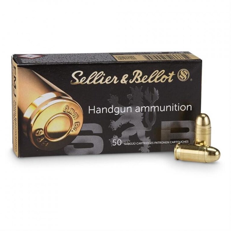 Cartușe FMJ Sellier&Bellot® / 9 mm Browning Court / 6 g - 92 grs / 50 buc.