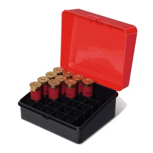 Cutie pentru cartușe - 25 bucăți pentru pușcă cu alice Plano Molding® USA - Negru/Roșu