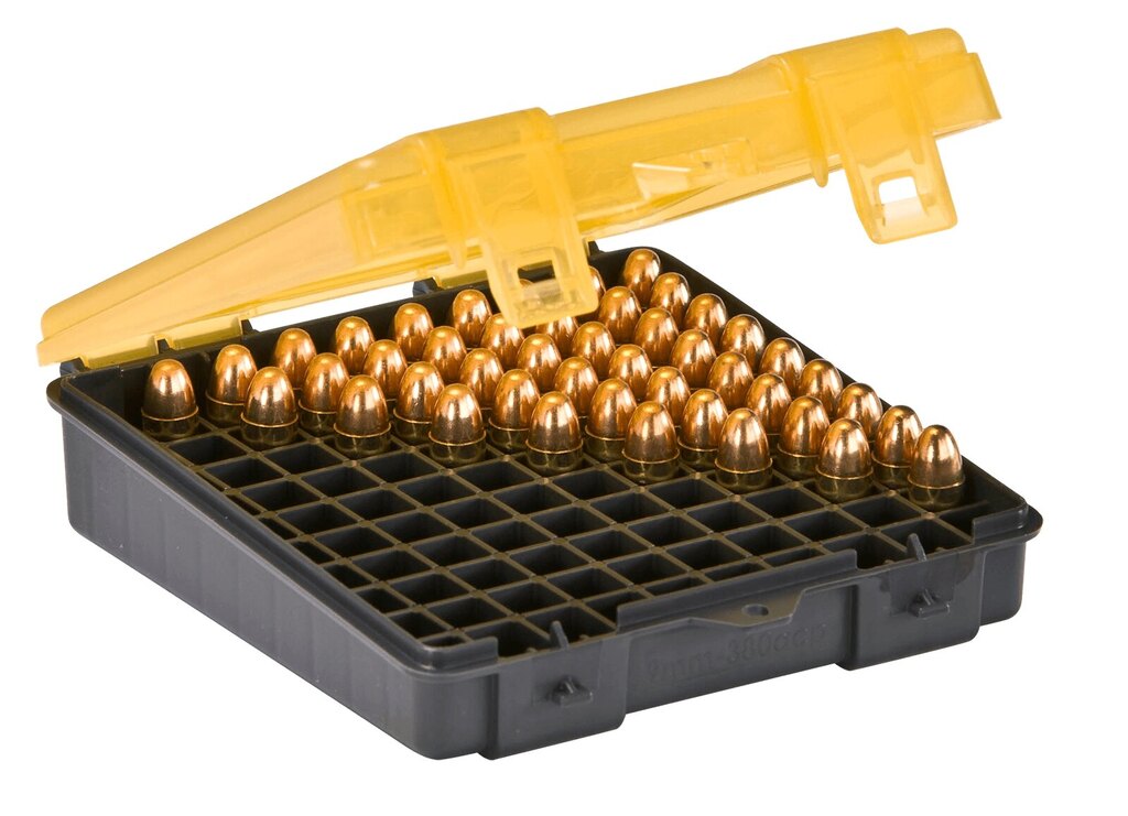 Cutie pentru muniție - 9 mm/.380 Auto Plano Molding® USA - 100 bucăți, galbenă