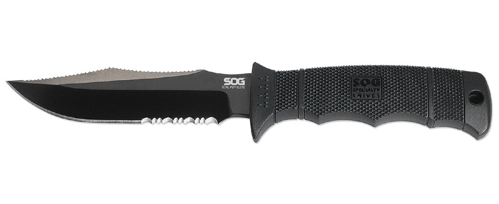 Cuțit cu lamă fixă SOG® Seal Pup Elite, teacă Kydex® - negru