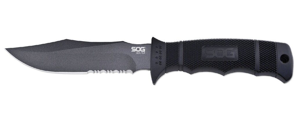 Cuțit cu lamă fixă SOG® Seal Pup, teacă nailon - negru