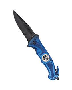 Cuțit pliabil RESCUE Mil-Tec® cu lamă combinată – negru