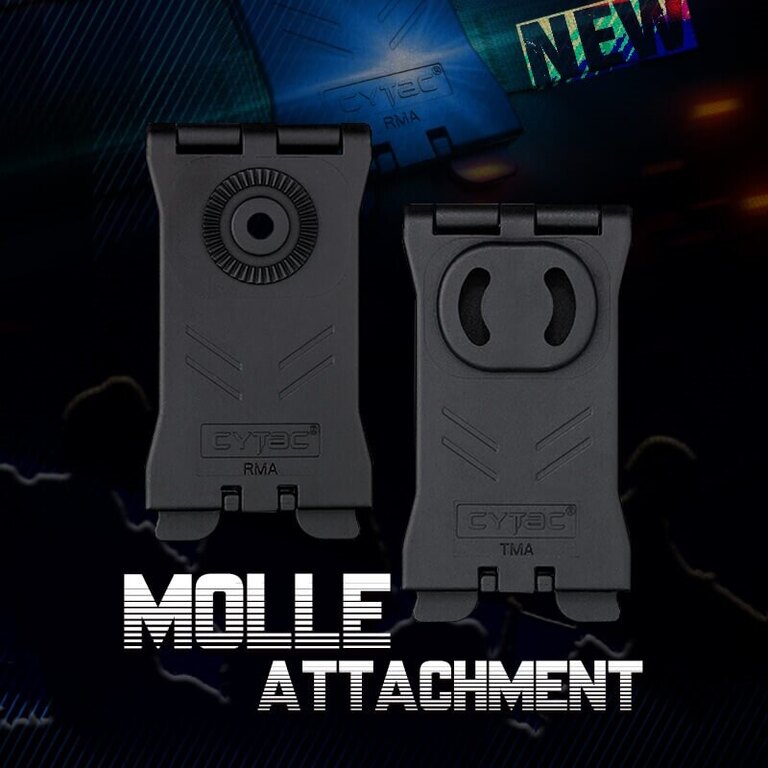 Molle klip R - Serie Cytac® - dreptunghiular, negru