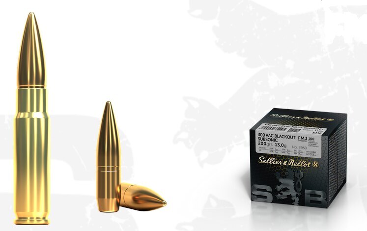 Muniție FMJ Sellier & Bellot® / .300 AAC Subsonic / 13 g - 200 grs / 100 buc