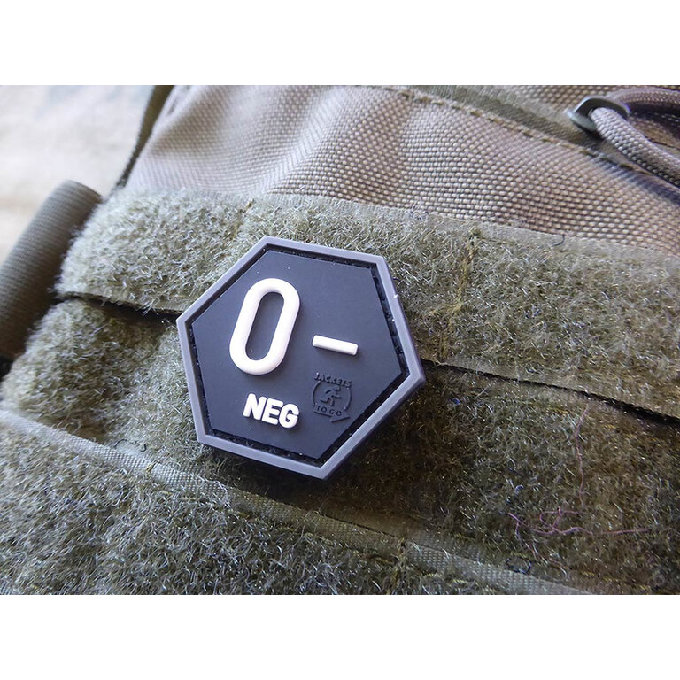 Patch JTG® grupă sanguină 0 negativ / hexagon