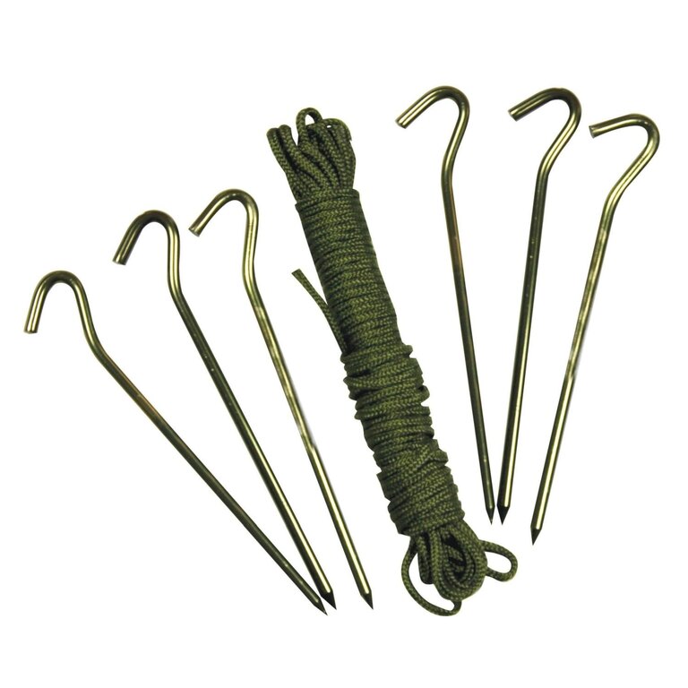 Set de ancorare / 6× țăruș Al + 10 m PARA șnur / Web-Tex®