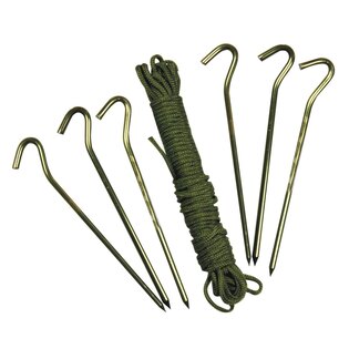 Set de ancorare / 6× țăruș Al + 10 m PARA șnur / Web-Tex®