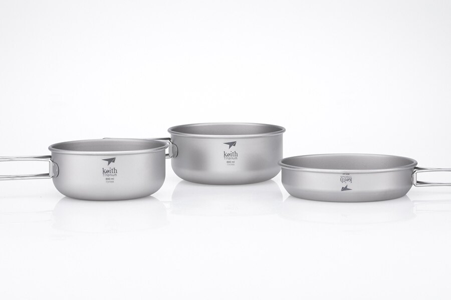 Set de gătit din titan cu 3 piese Keith® 680 ml, 550 ml, 500 ml