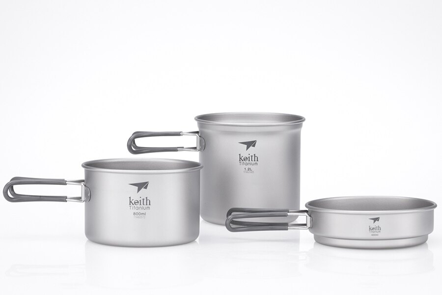 Set din titan pentru gătit Keith® 3 bucăți 1 200 ml, 800 ml, 400 ml