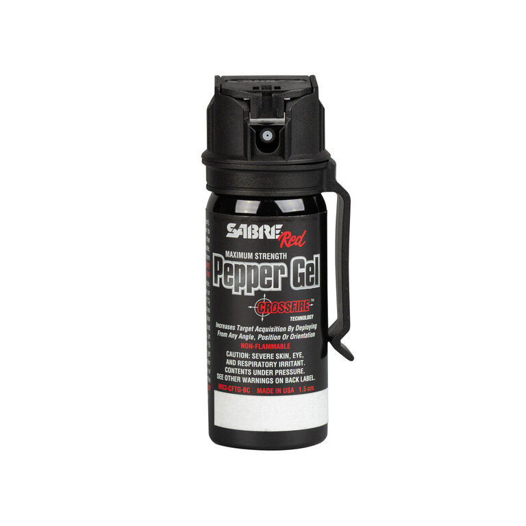 Spray de apărare Crossfire Flip-Top cu clemă Sabre Red®, gel